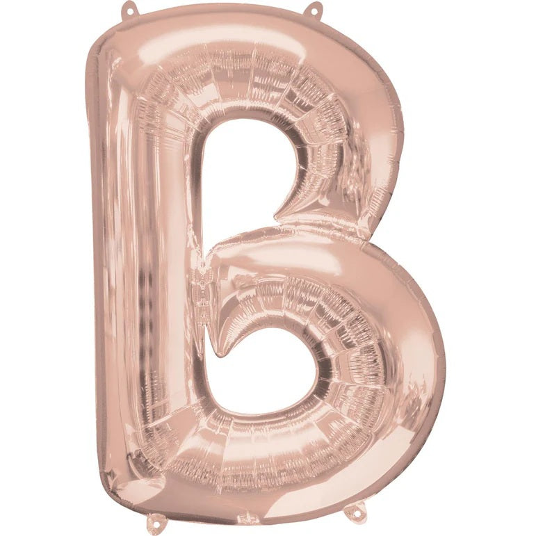 B RoseGold Letter Foil Balloon - Helium Filled with String