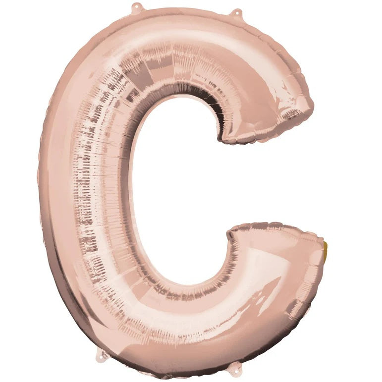 C RoseGold Letter Foil Balloon - Helium Filled with String