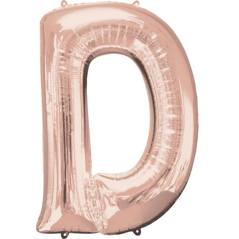 D RoseGold Letter Foil Balloon - Helium Filled with String