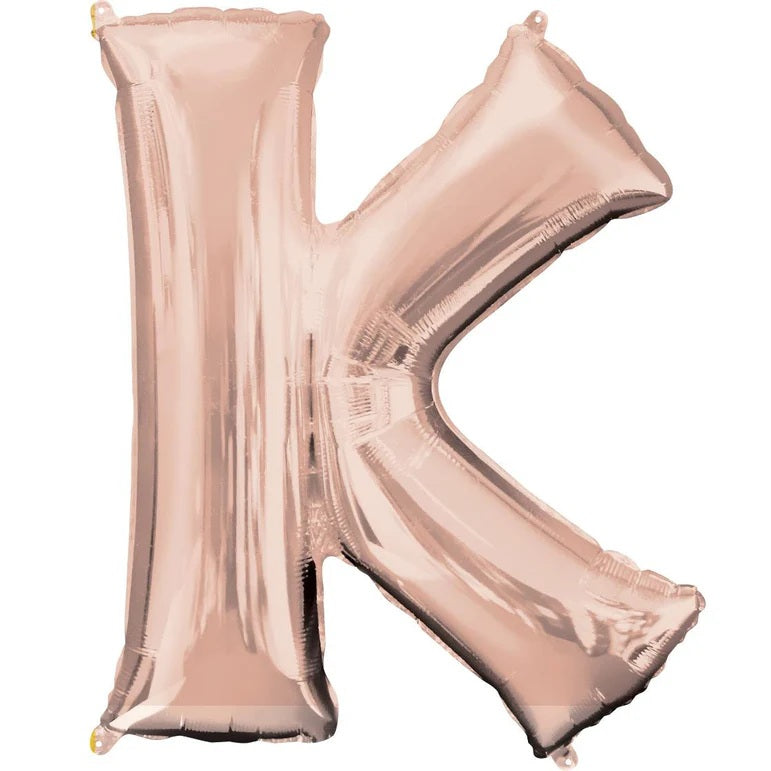 K RoseGold Letter Foil Balloon - Helium Filled with String