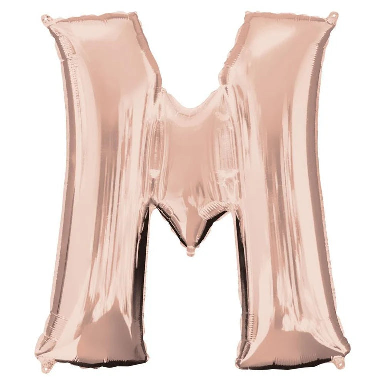 M RoseGold Letter Foil Balloon - Helium Filled with String