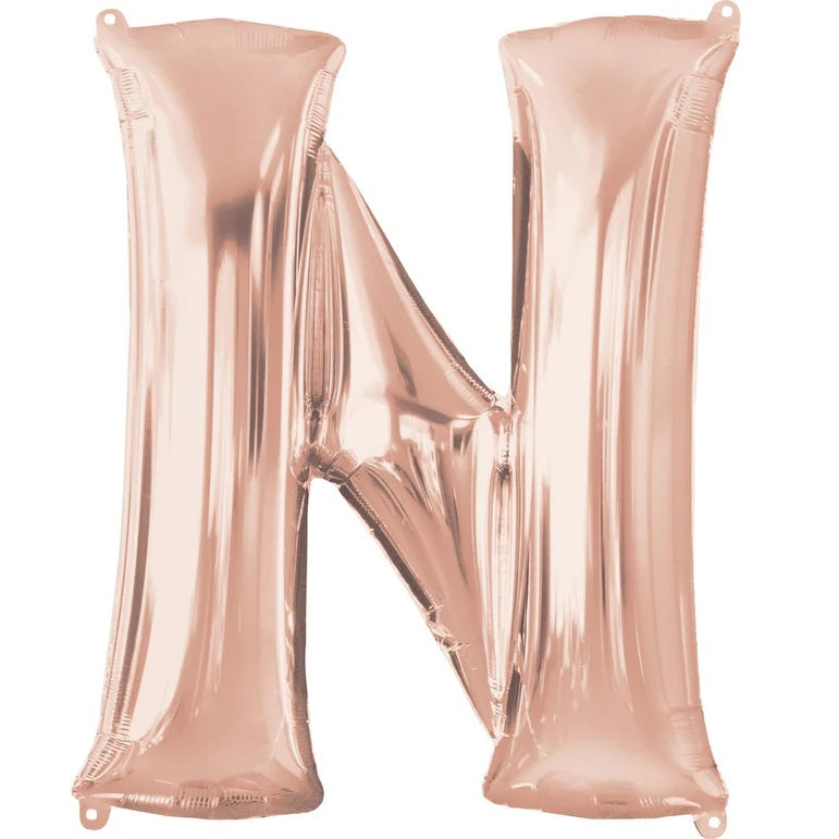 N RoseGold Letter Foil Balloon - Helium Filled with String