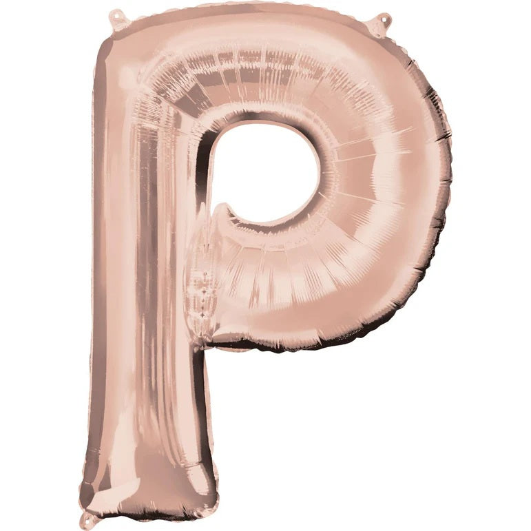 P RoseGold Letter Foil Balloon - Helium Filled with String