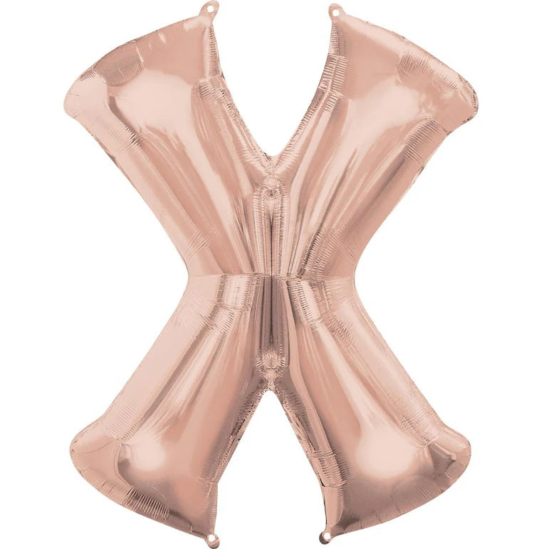 X RoseGold Letter Foil Balloon - Helium Filled with String