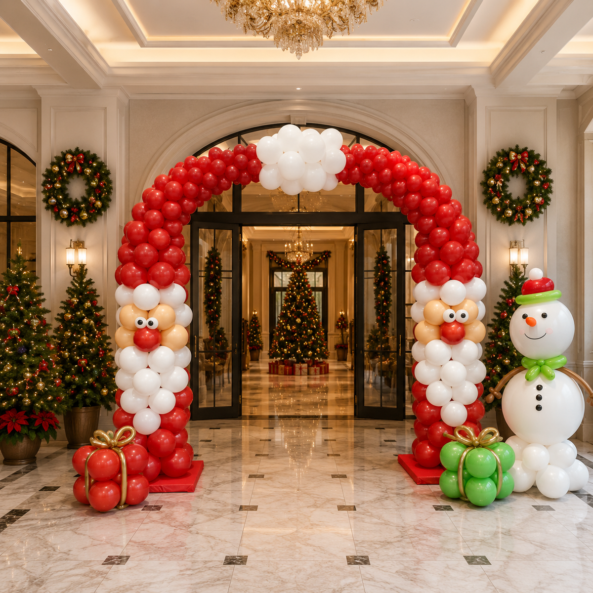 SANTA Snowman Gift FULL Balloon Arch 6Meter -1DAY NOTICE - Not Possible For Delivery