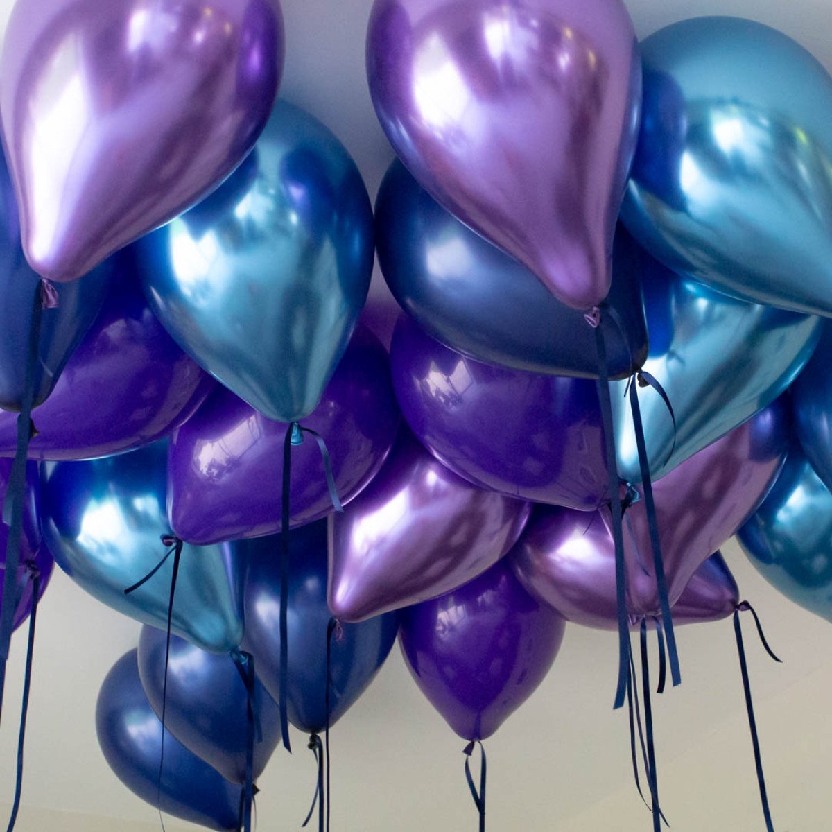 Chrome Blue, Purple & Navy Blue Party Helium Balloons - 25count
