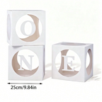 White ONE Letter Balloon Box (Baby 1st Birthday Decoration) (inside Balloons Included)