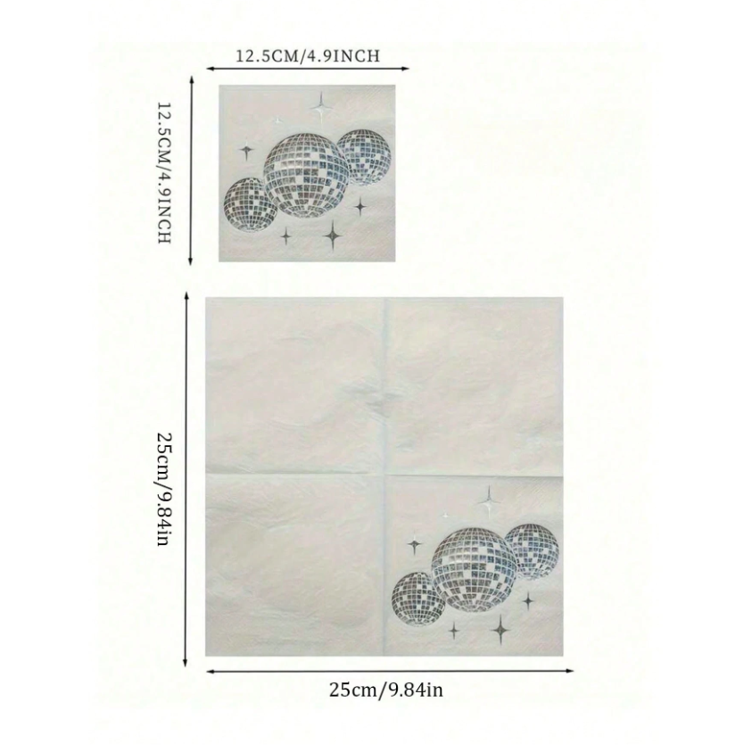 Disco Ball Patterned Disposable Napkins - 10count