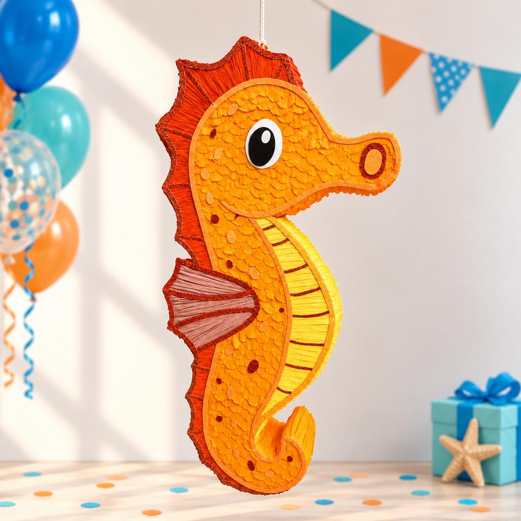 SEA HORSE ORANGE PIÑATA PRE-ORDER | 3 Days Production | FREE Stick Included!