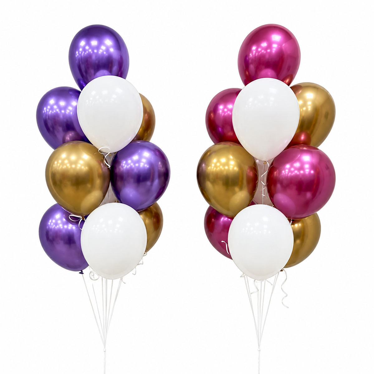 Purple Magenta Chrome Latex Balloon Bouquet - 10/20count