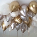 Classy Chrome Gold, Silver & White Party Helium Balloons - 25count
