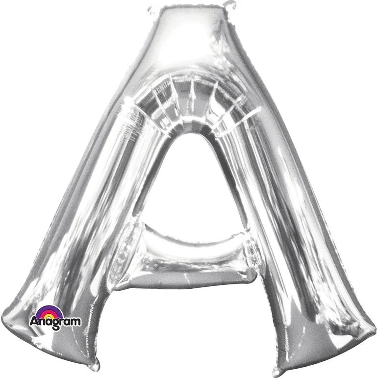 A Silver Letter Foil Balloon - Helium Filled with String