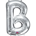 B Silver Letter Foil Balloon - Helium Filled with String