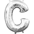 C Silver Letter Foil Balloon - Helium Filled with String