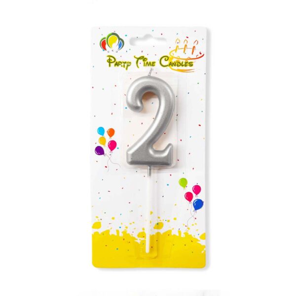 Silver Number Party Candles/Cake Topper