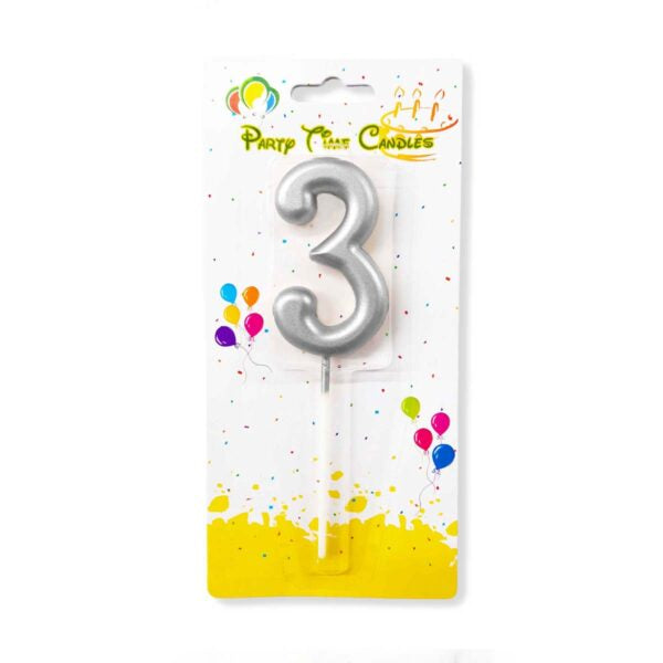 Silver Number Party Candles/Cake Topper
