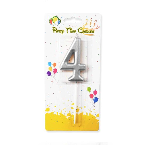 Silver Number Party Candles/Cake Topper