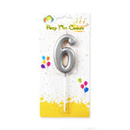 Silver Number Party Candles/Cake Topper
