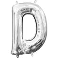 D Silver Letter Foil Balloon - Helium Filled with String