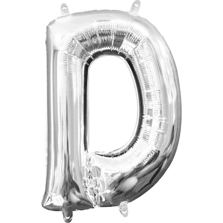 D Silver Letter Foil Balloon - Helium Filled with String