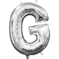 G Silver Letter Foil Balloon - Helium Filled with String