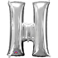 H Silver Letter Foil Balloon - Helium Filled with String