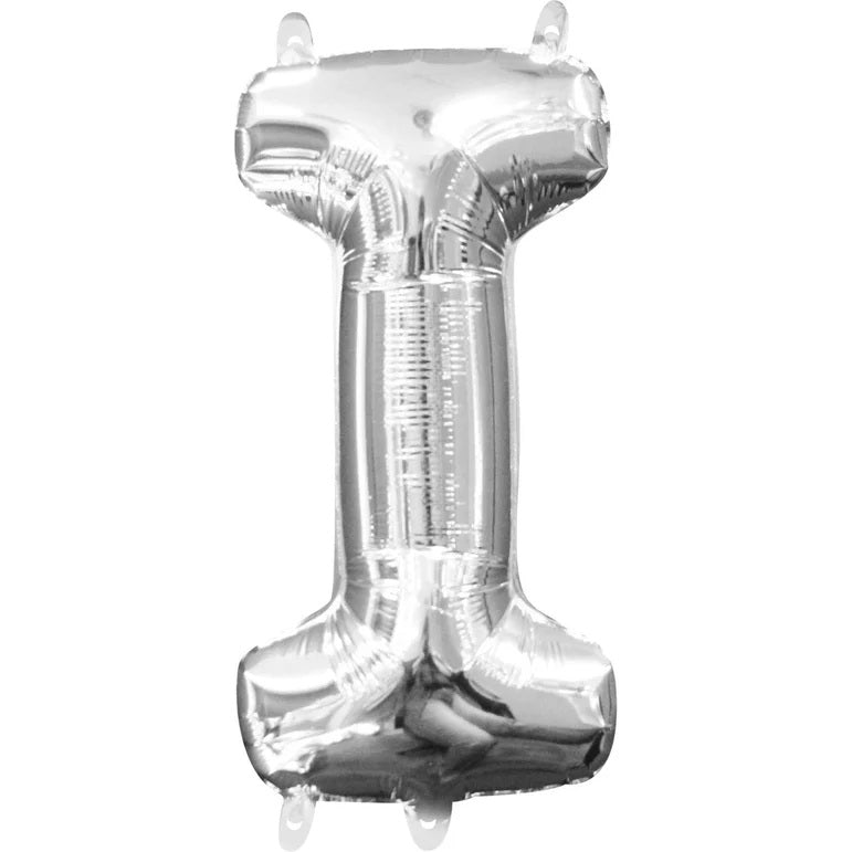 I Silver Letter Foil Balloon - Helium Filled with String