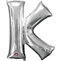K Silver Letter Foil Balloon - Helium Filled with String