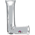 L Silver Letter Foil Balloon - Helium Filled with String