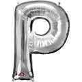 P Silver Letter Foil Balloon - Helium Filled with String