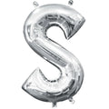 S Silver Letter Foil Balloon - Helium Filled with String