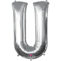 U Silver Letter Foil Balloon - Helium Filled with String