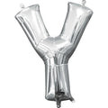 Y Silver Letter Foil Balloon - Helium Filled with String