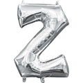 Z Silver Letter Foil Balloon - Helium Filled with String