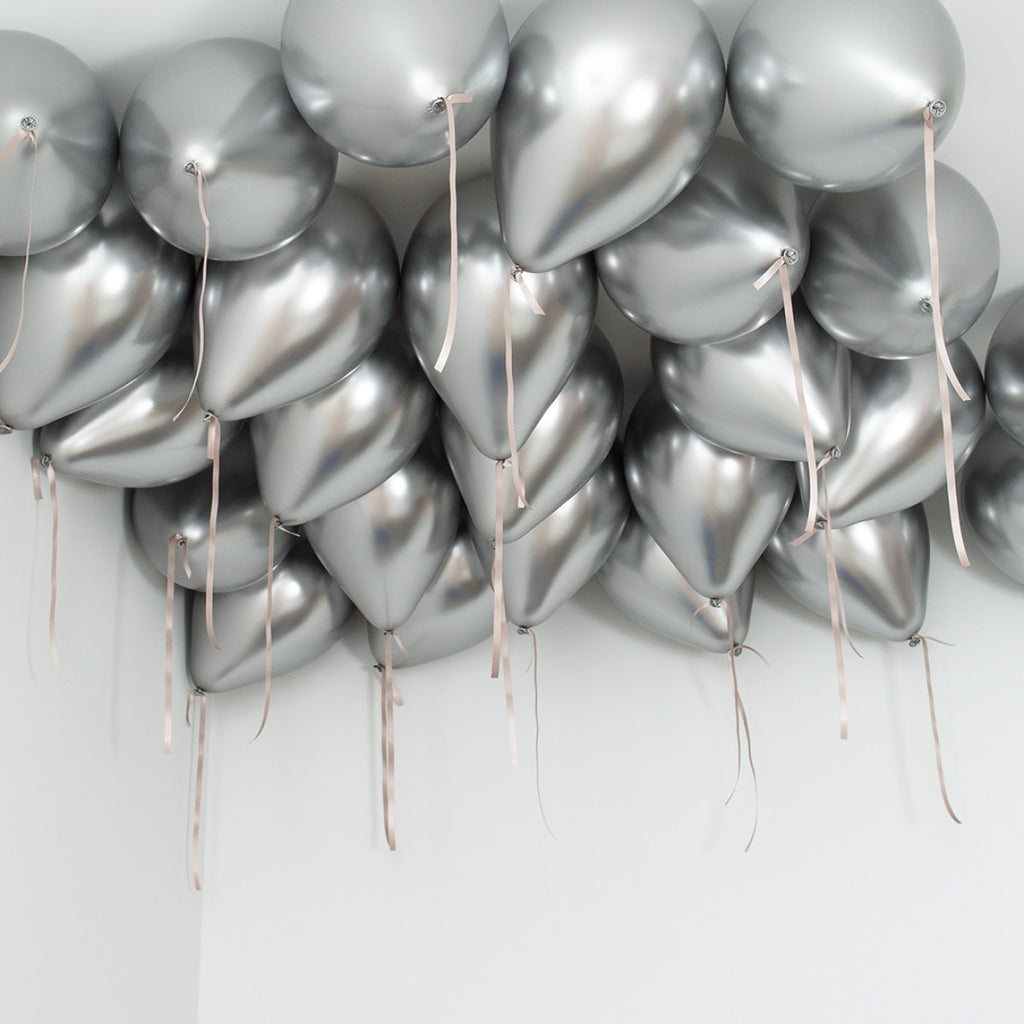 Silver Party Chrome Helium Balloonsc- 25Count