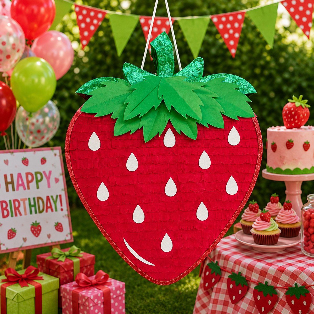 STRAWBERRY PIÑATA PRE-ORDER | 3 Days Production | FREE Stick Included!