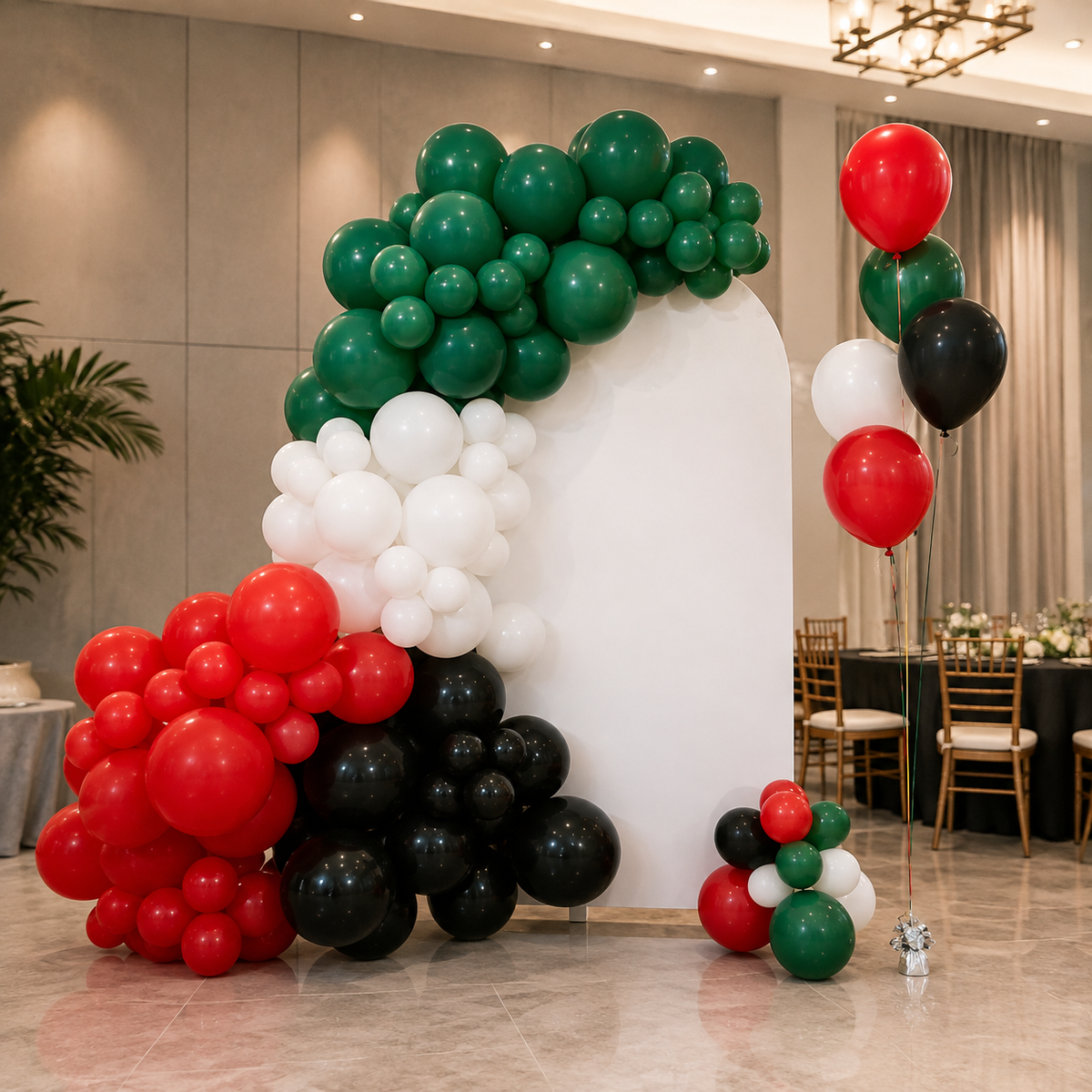 UAE National Day Celebration Organic Balloon Arrangement with Backdrop (Rental)