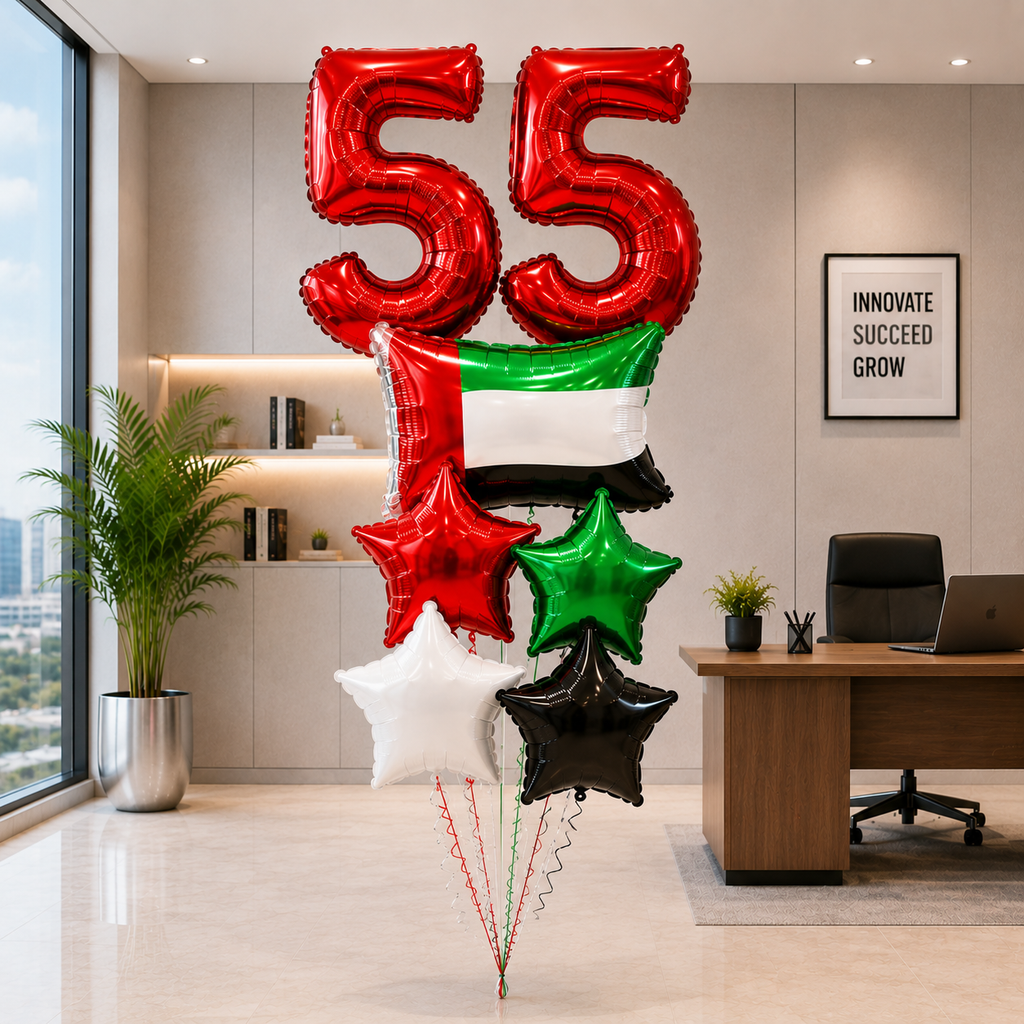 UAE National Celebration Any Two Number All Foil Balloon Bouquet