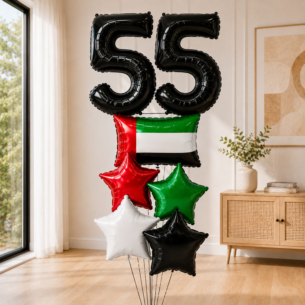 UAE National Celebration Any Two Number All Foil Balloon Bouquet