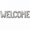 WELCOME SILVER Foil Balloon Banner - AIR-FILLED (NON-FLYING)