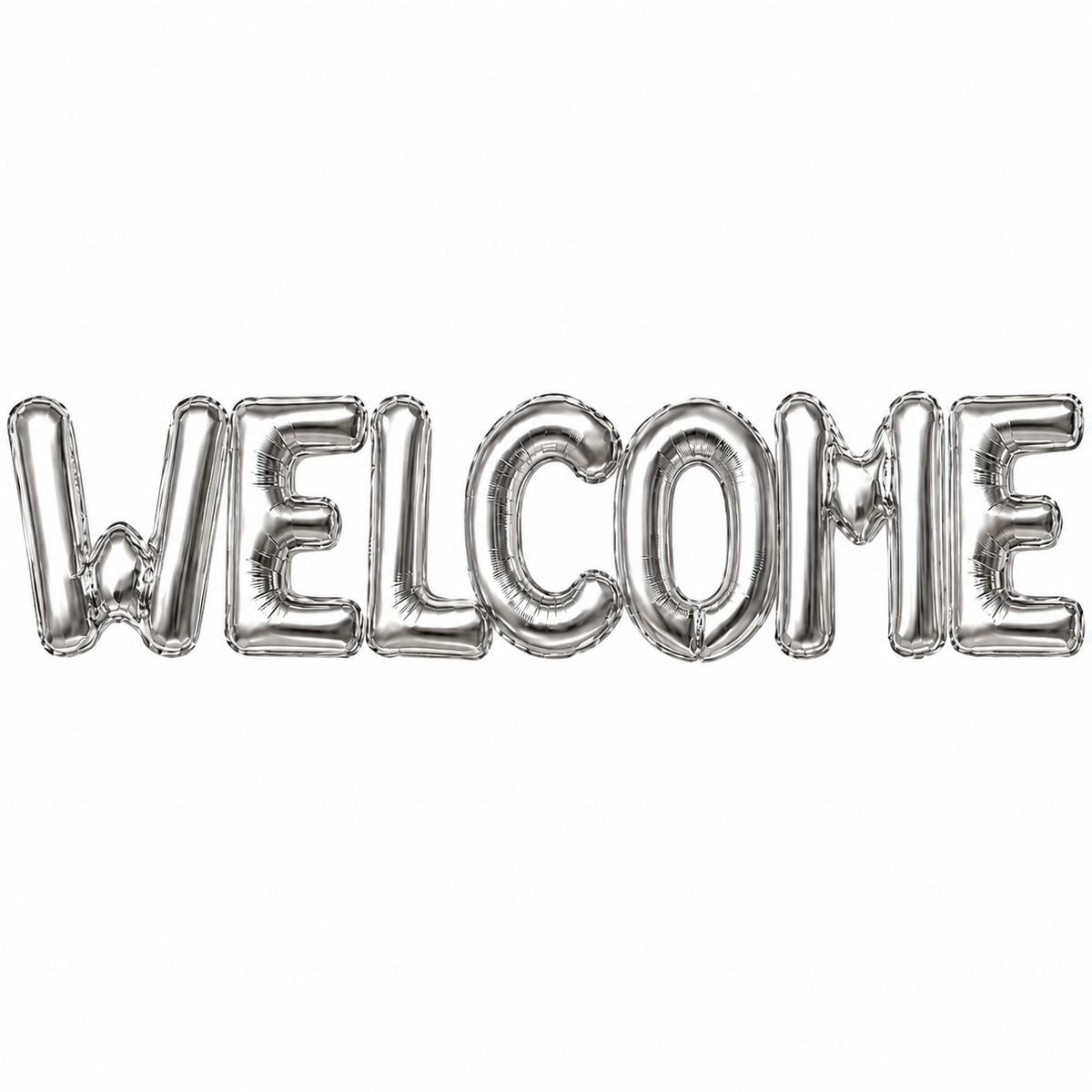WELCOME SILVER Foil Balloon Banner - AIR-FILLED (NON-FLYING)