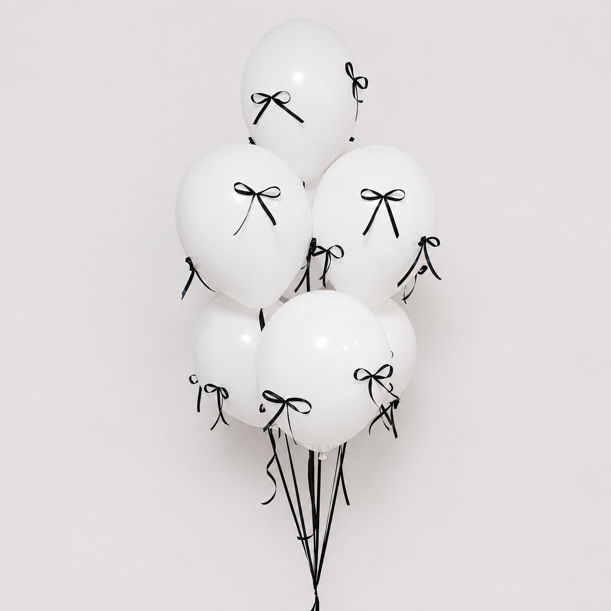 Classy White with Bow Latex Balloon Bouquet - 7/14count