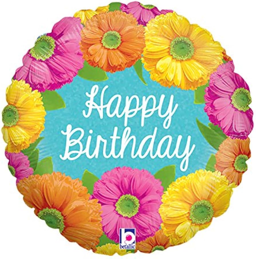 18C BRIGHT BIRTHDAY BLOOMS FOIL BALLOON - Helium Filled