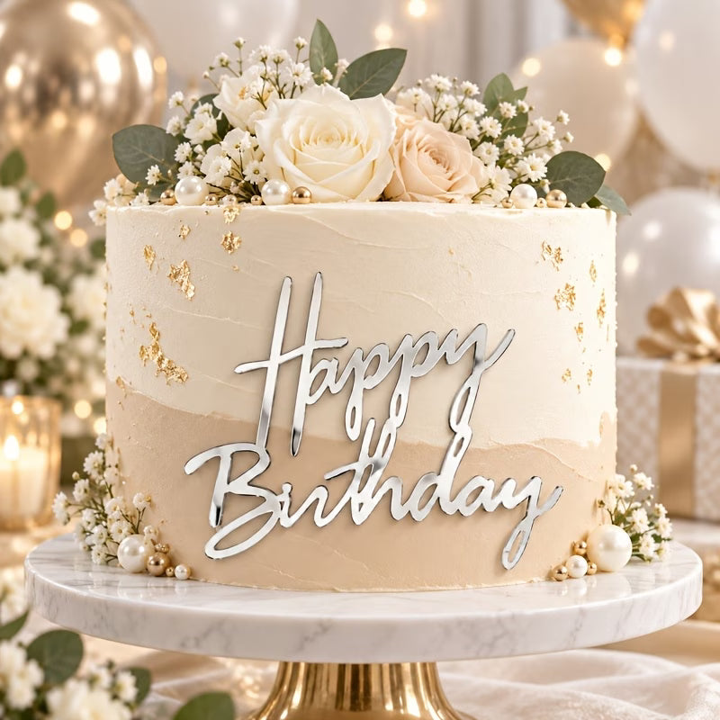 Happy Birthday Cake Toppers Acrylic Letter Cake Decoration