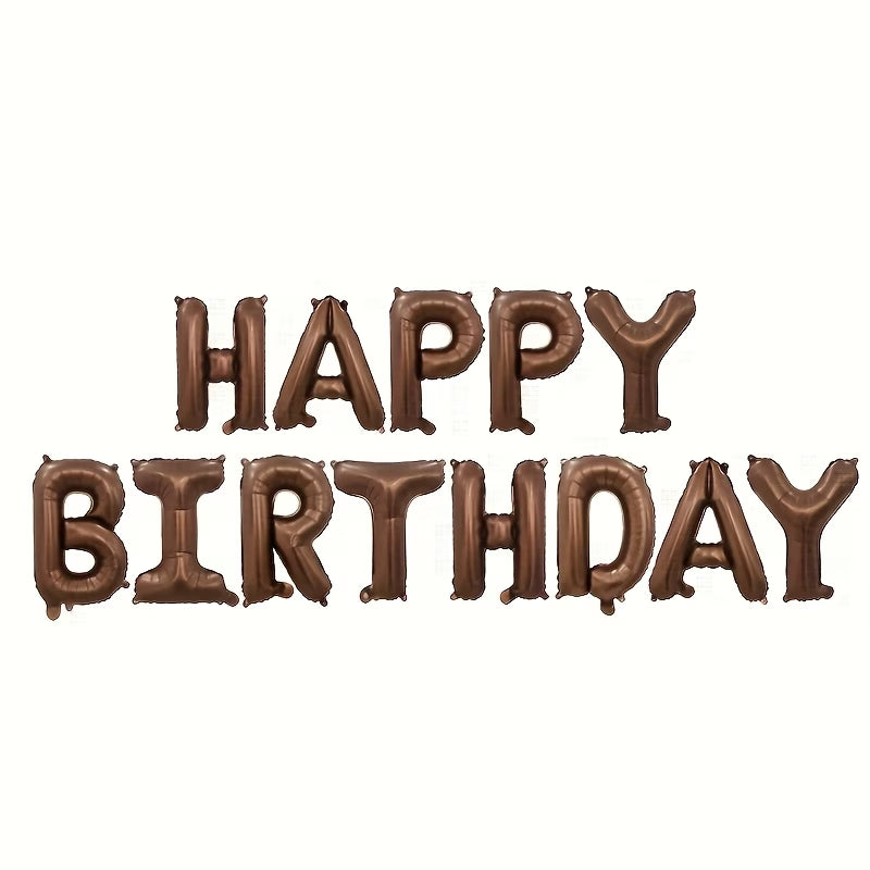 HAPPY BIRTHDAY CARAMEL Foil Balloon Banner - AIR-FILLED (NON-FLYING)