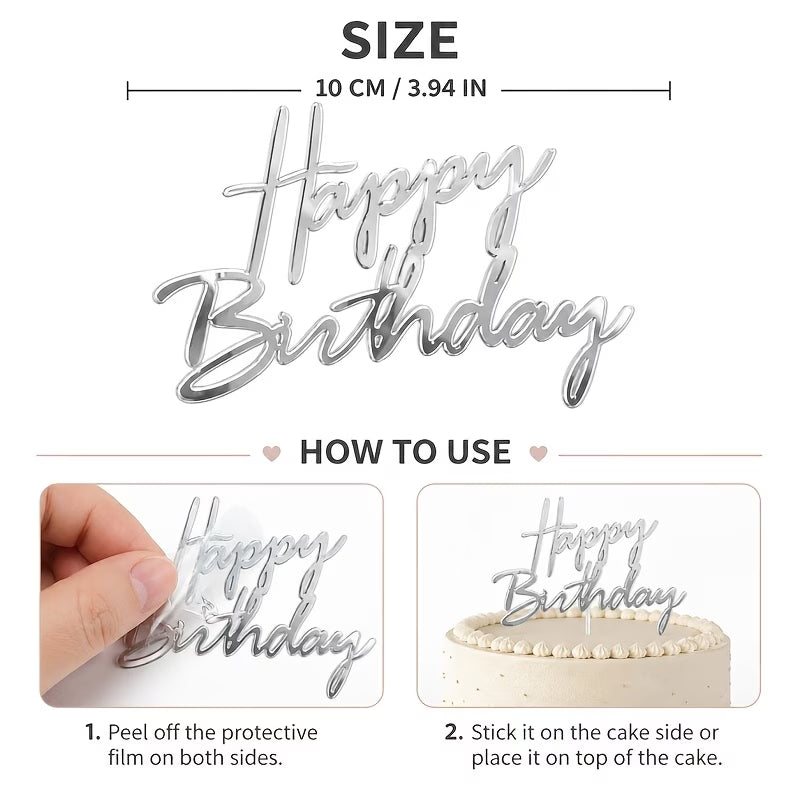 Happy Birthday Cake Toppers Acrylic Letter Cake Decoration