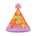JR SHP 2ND BIRTHDAY PARTY HAT FOIL BALLOON - Helium Filled