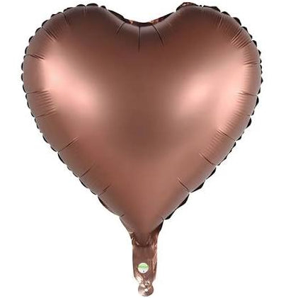 18H HEART MATTE BROWN FOIL BALLOONS HELIUM Filled